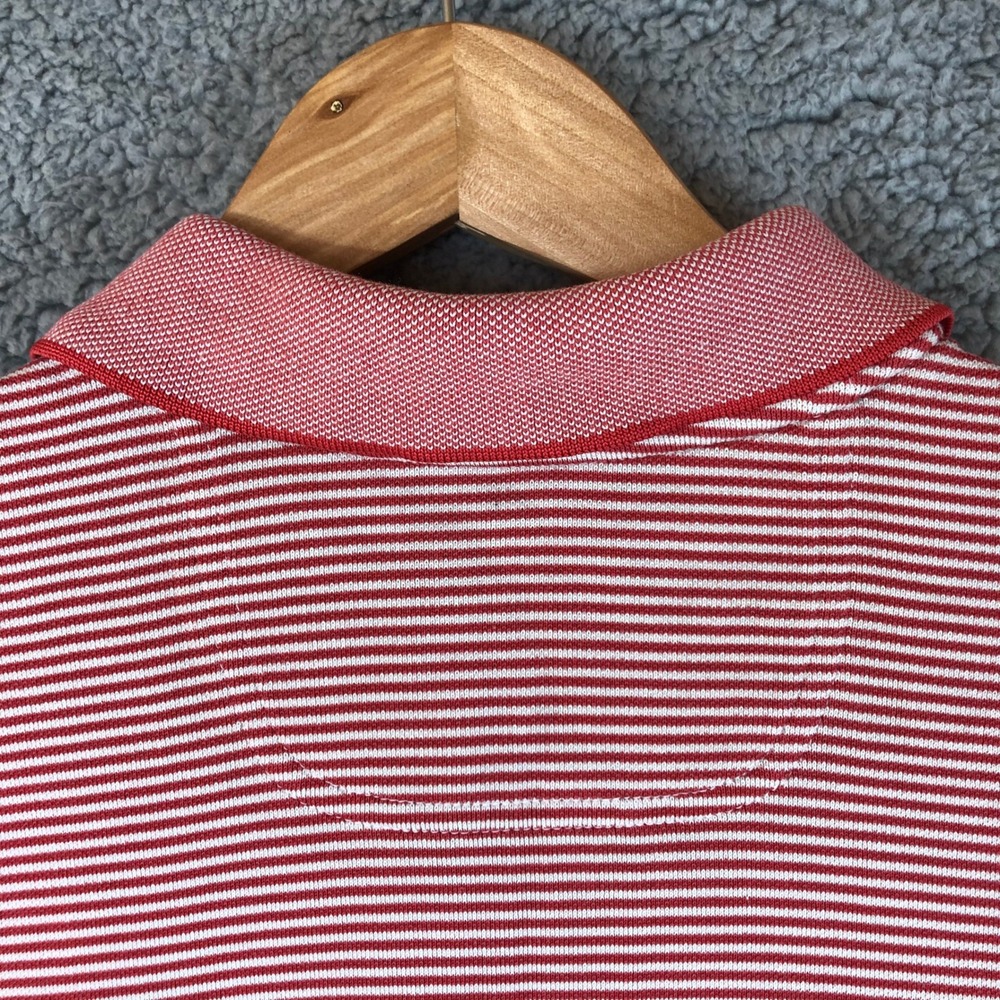 Tommy Bahama Mens Large Red White Striped Short Sleeve Marlin Polo Shirt - Picture 12 of 12